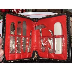Vintage BARLOW Multi TOOL KIT 7 PC LEATHER Pocket Case Stainless Steel- Japan